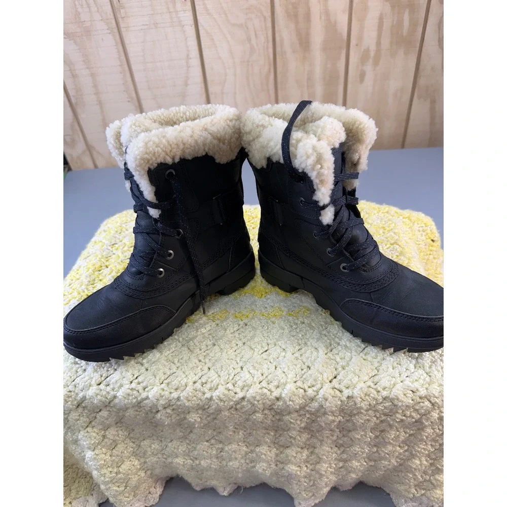Sorel Lennox Moto Black Leather Shearling Waterproof Winter Boots NL4471-010‎ 6
